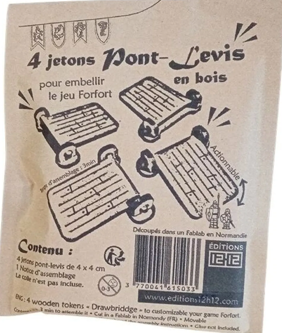 Forfort : Jetons pont-levis en bois (x4)