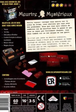 Meurtre Mystérieux - Extension Escape Room - Le Jeu