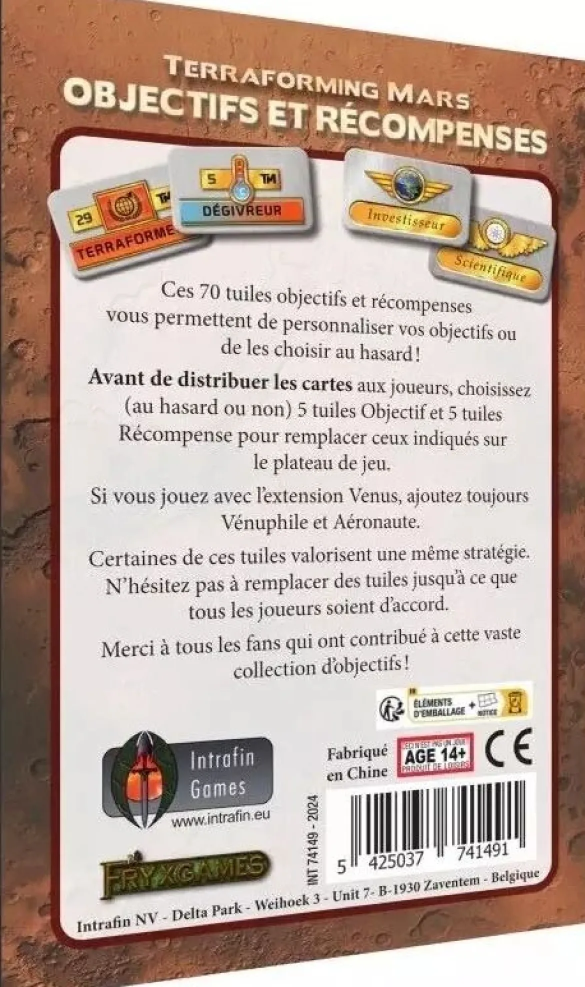 Objectifs et Récompenses (Ext. Terraforming Mars)