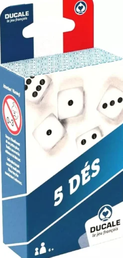 Set de 5 dés blancs - 18mm