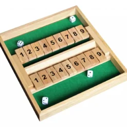 Shut The Box Double 9 en bois avec 4 dés