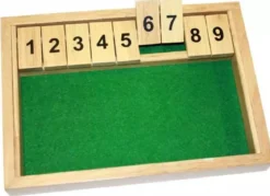 Shut The Box 9 en bois avec 2 dés