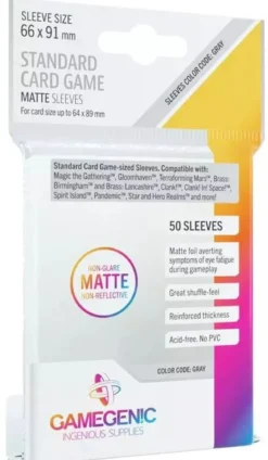 66x91mm - Lot de 50 protège-cartes Gray Matte Standard - Gamegenic