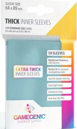64x89mm - Lot de 50 protège-cartes Inner Extra Thick - Gamegenic