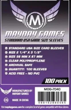 56x87mm - Lot de 100 protège-cartes Standard USA - Mayday Games